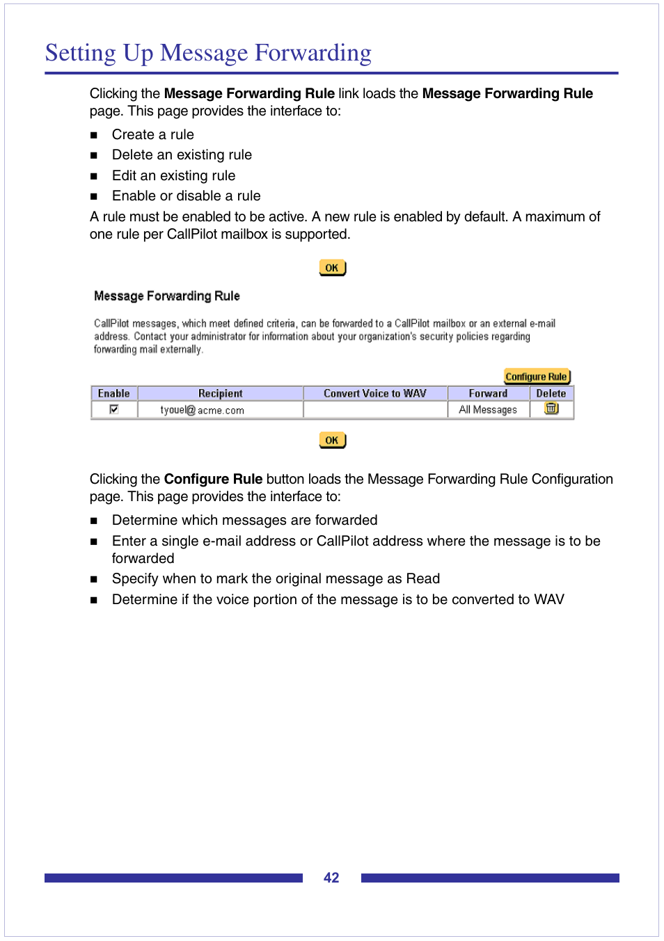 Setting up message forwarding | Nortel Networks CallPilot Desktop Messaging User Manual | Page 42 / 72