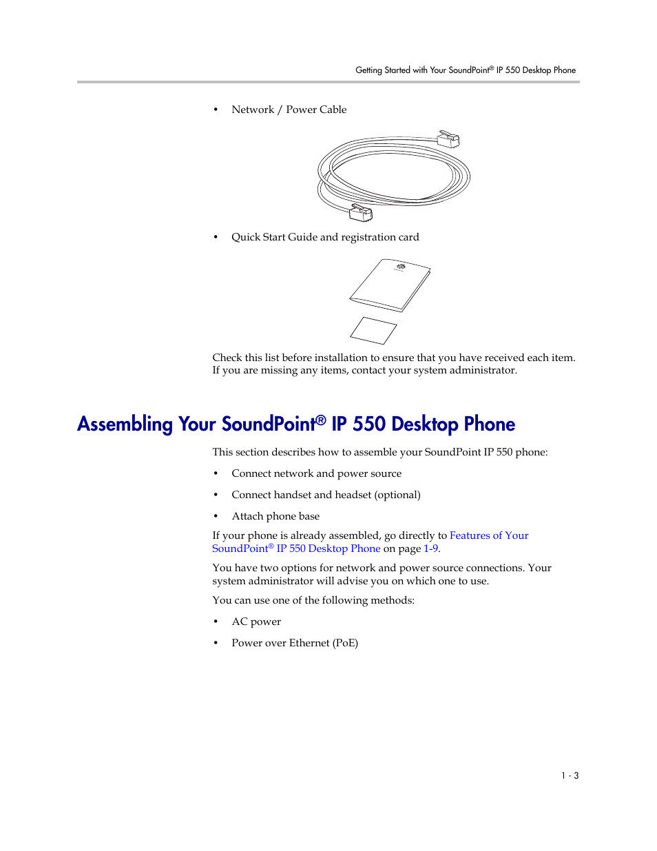 Assembling your soundpoint® ip 550 desktop phone, Assembling your soundpoint, Ip 550 desktop phone | Nortel Networks SoundPoint IP 550 User Manual | Page 11 / 96