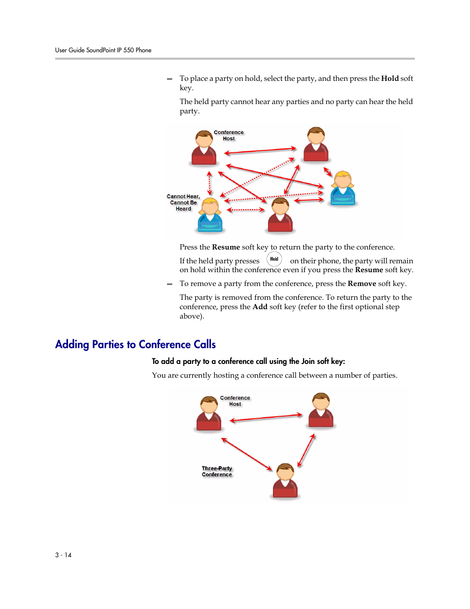 Adding parties to conference calls, Adding parties to conference calls –14 | Nortel Networks SoundPoint IP 550 User Manual | Page 60 / 96