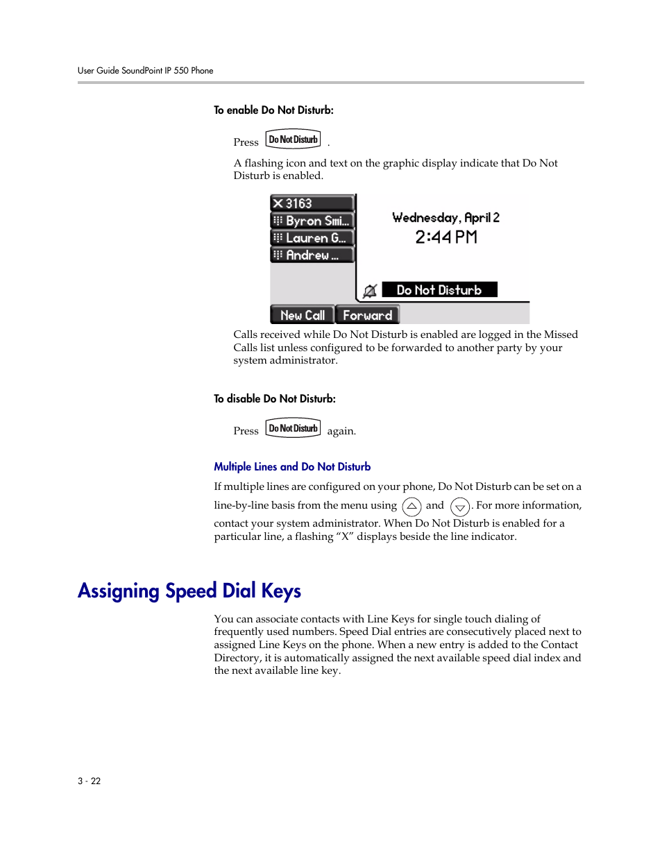 Assigning speed dial keys, Assigning speed dial keys –22 | Nortel Networks SoundPoint IP 550 User Manual | Page 68 / 96