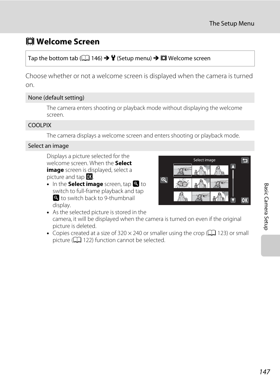 Welcome screen, C welcome screen, A 147 | Nortel Networks COOLPIX S80 User Manual | Page 159 / 204