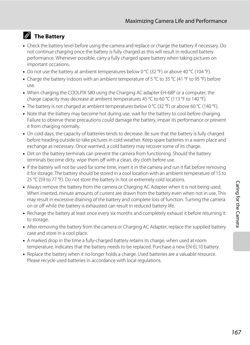The battery, A 167), bef, A 167) | Nortel Networks COOLPIX S80 User Manual | Page 179 / 204