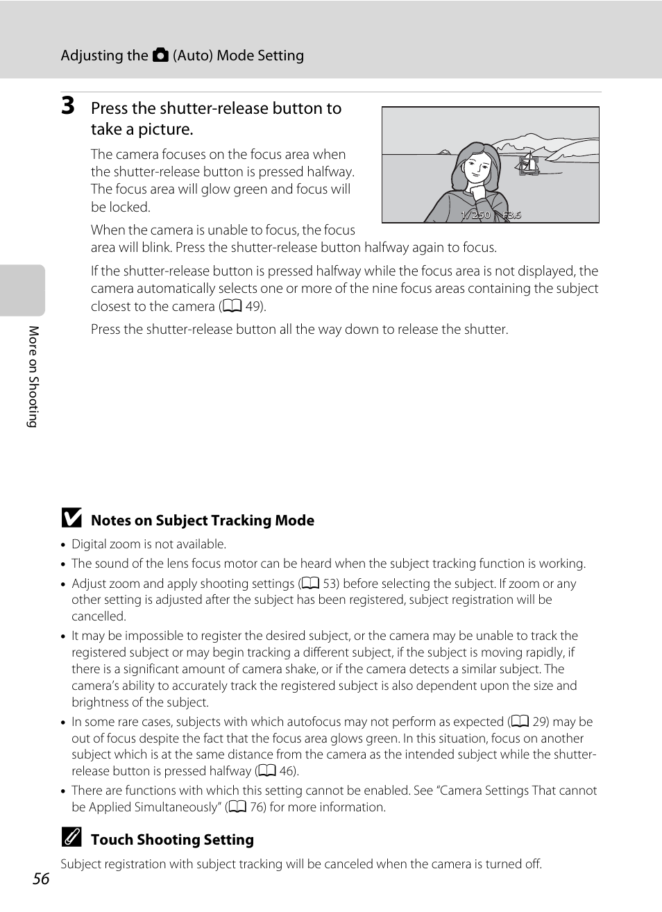 Press the shutter-release button to take a picture | Nortel Networks COOLPIX S80 User Manual | Page 68 / 204