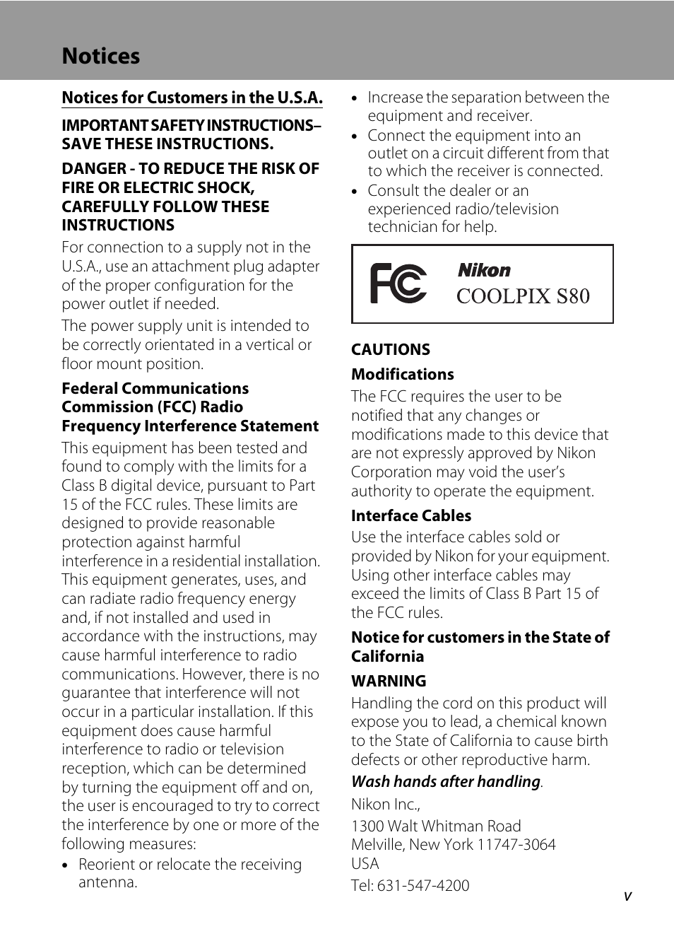 Notices | Nortel Networks COOLPIX S80 User Manual | Page 7 / 204