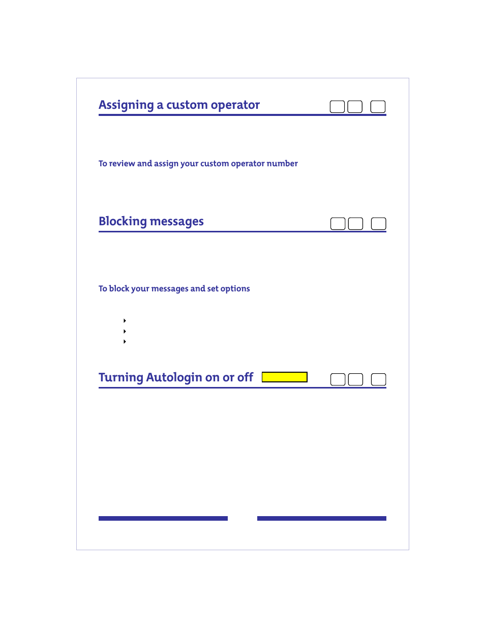 Assigning a custom operator, Blocking messages, Turning autologin on or off | Returning to speech commands | Nortel Networks jAZZ X-6000 User Manual | Page 10 / 28