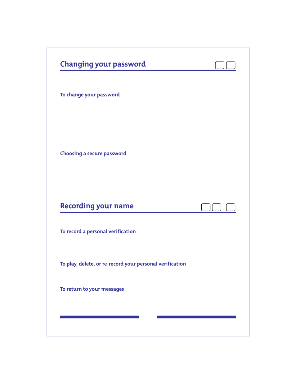 Changing your password, Recording your name | Nortel Networks jAZZ X-6000 User Manual | Page 8 / 28