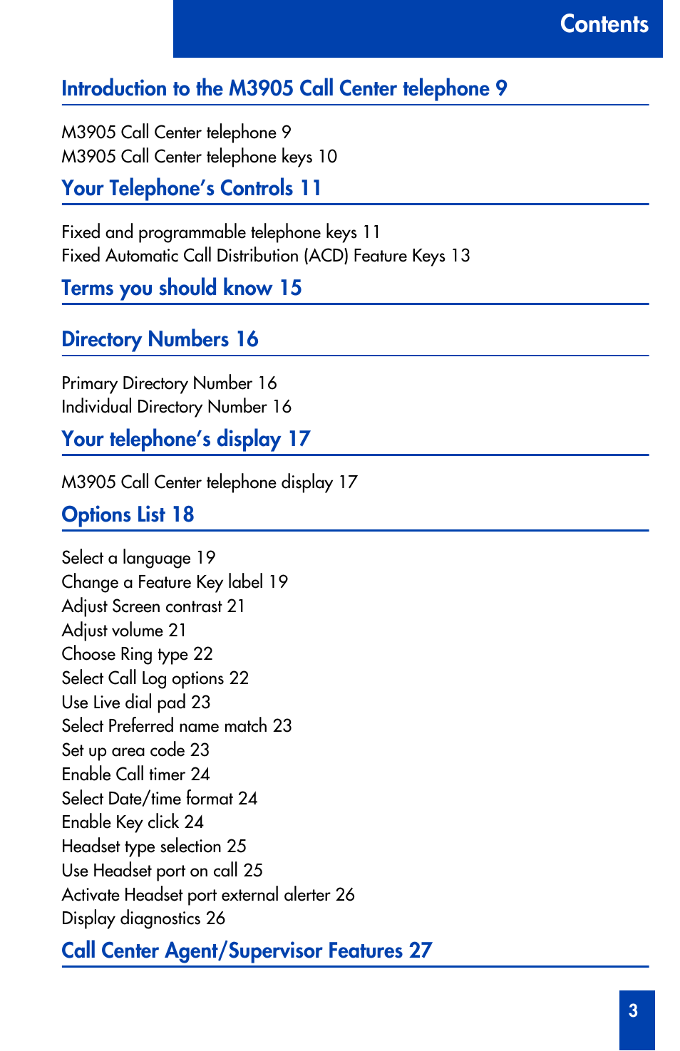 Nortel Networks Meridian M3905 User Manual | Page 3 / 110