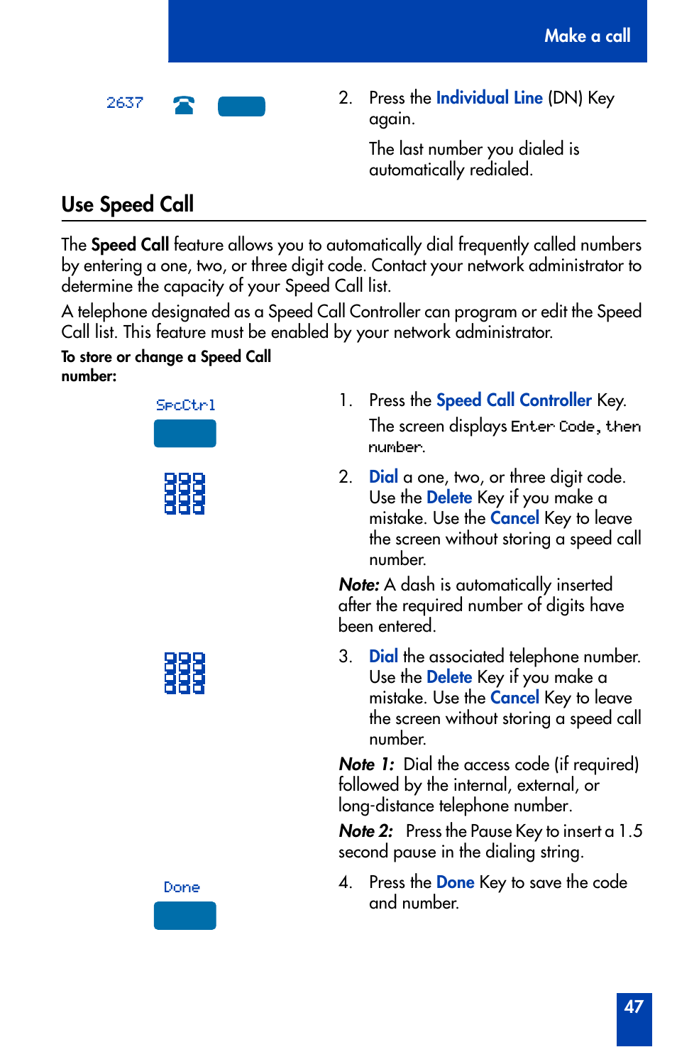 Use speed call, Use speed call 47 | Nortel Networks Meridian M3905 User Manual | Page 47 / 110