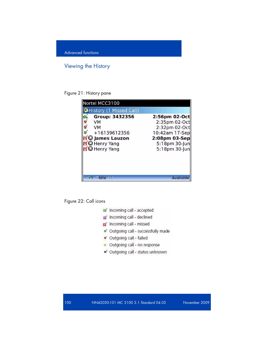 Viewing the history | Nortel Networks NN42030-101 User Manual | Page 100 / 108