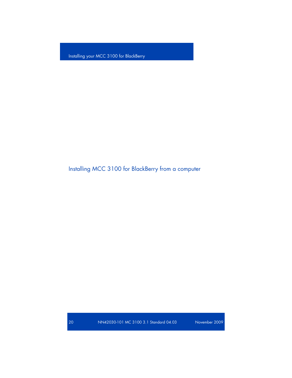 Installing mcc 3100 for blackberry from a computer | Nortel Networks NN42030-101 User Manual | Page 20 / 108