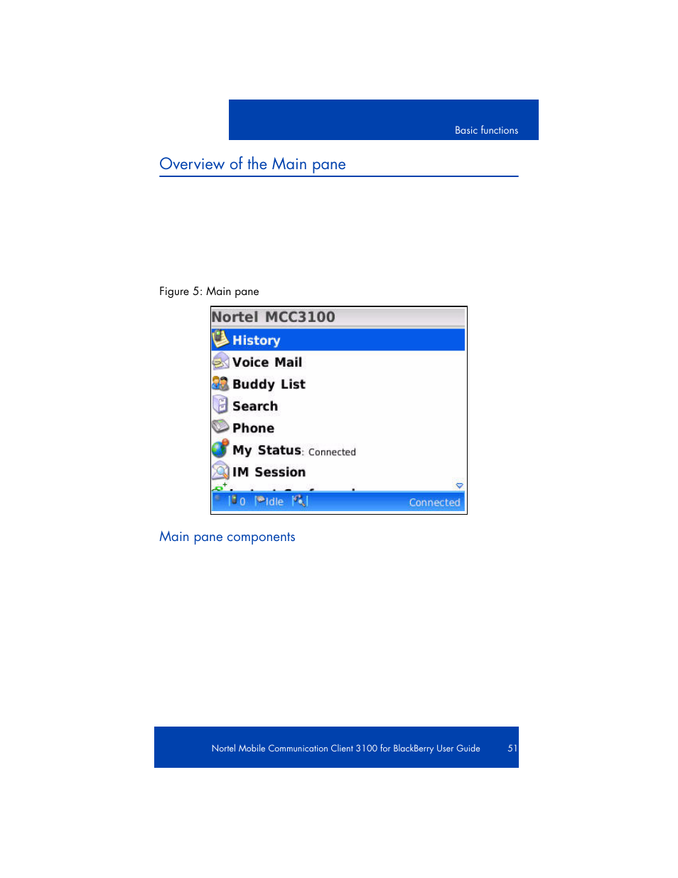 Nortet mcc3100, Overview of the main pane | Nortel Networks NN42030-101 User Manual | Page 51 / 108