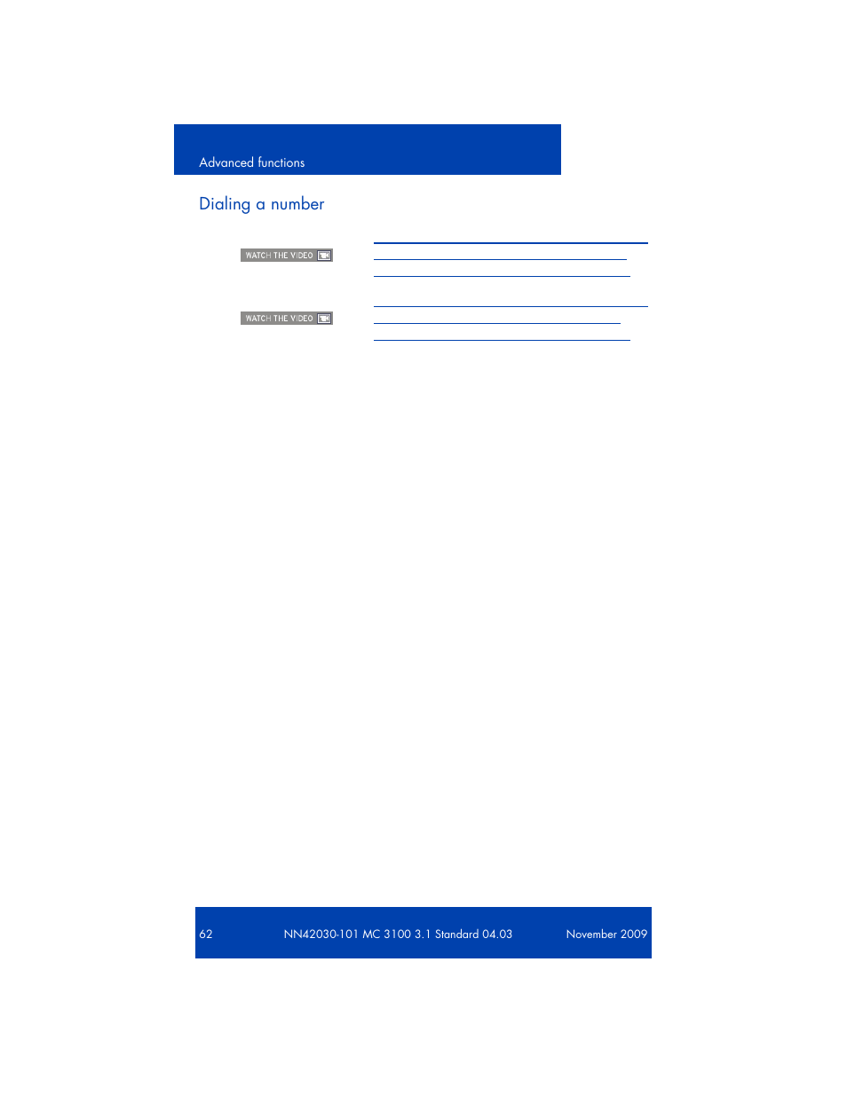 Dialing a number | Nortel Networks NN42030-101 User Manual | Page 62 / 108