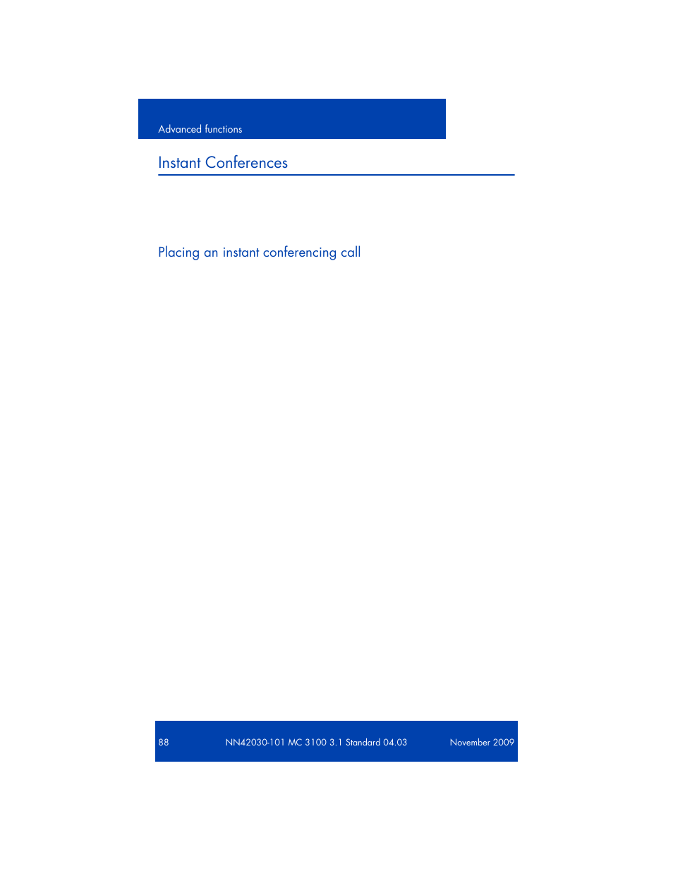 Instant conferences | Nortel Networks NN42030-101 User Manual | Page 88 / 108