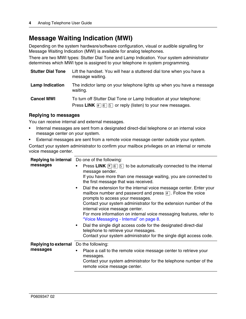 Message waiting indication (mwi) | Nortel Networks P0609347 02 User Manual | Page 4 / 8