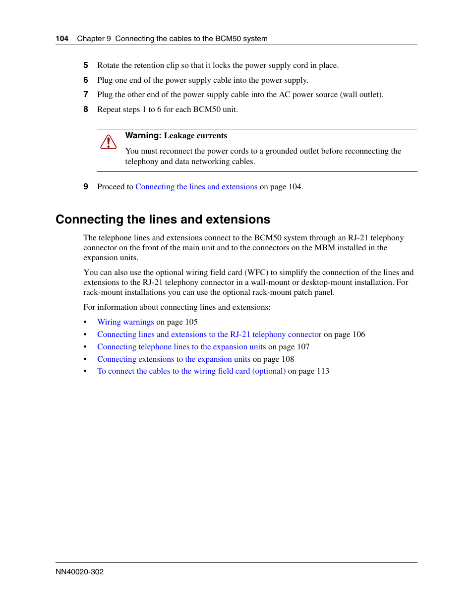 Connecting the lines and extensions, Proceed to | Nortel Networks BCM50 User Manual | Page 104 / 280