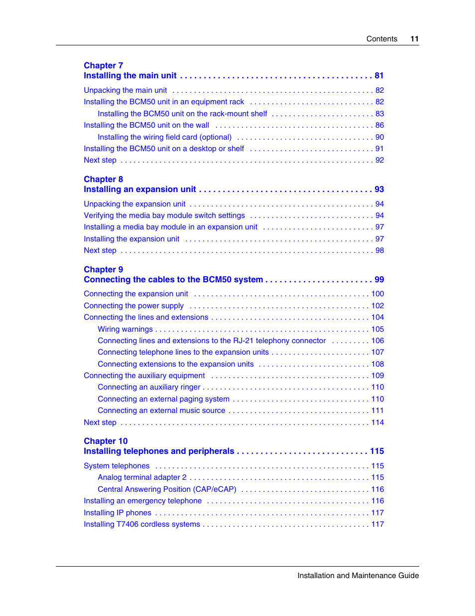 Nortel Networks BCM50 User Manual | Page 11 / 280