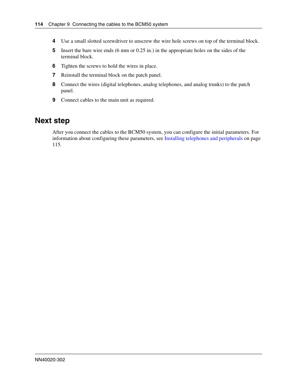 Next step | Nortel Networks BCM50 User Manual | Page 114 / 280