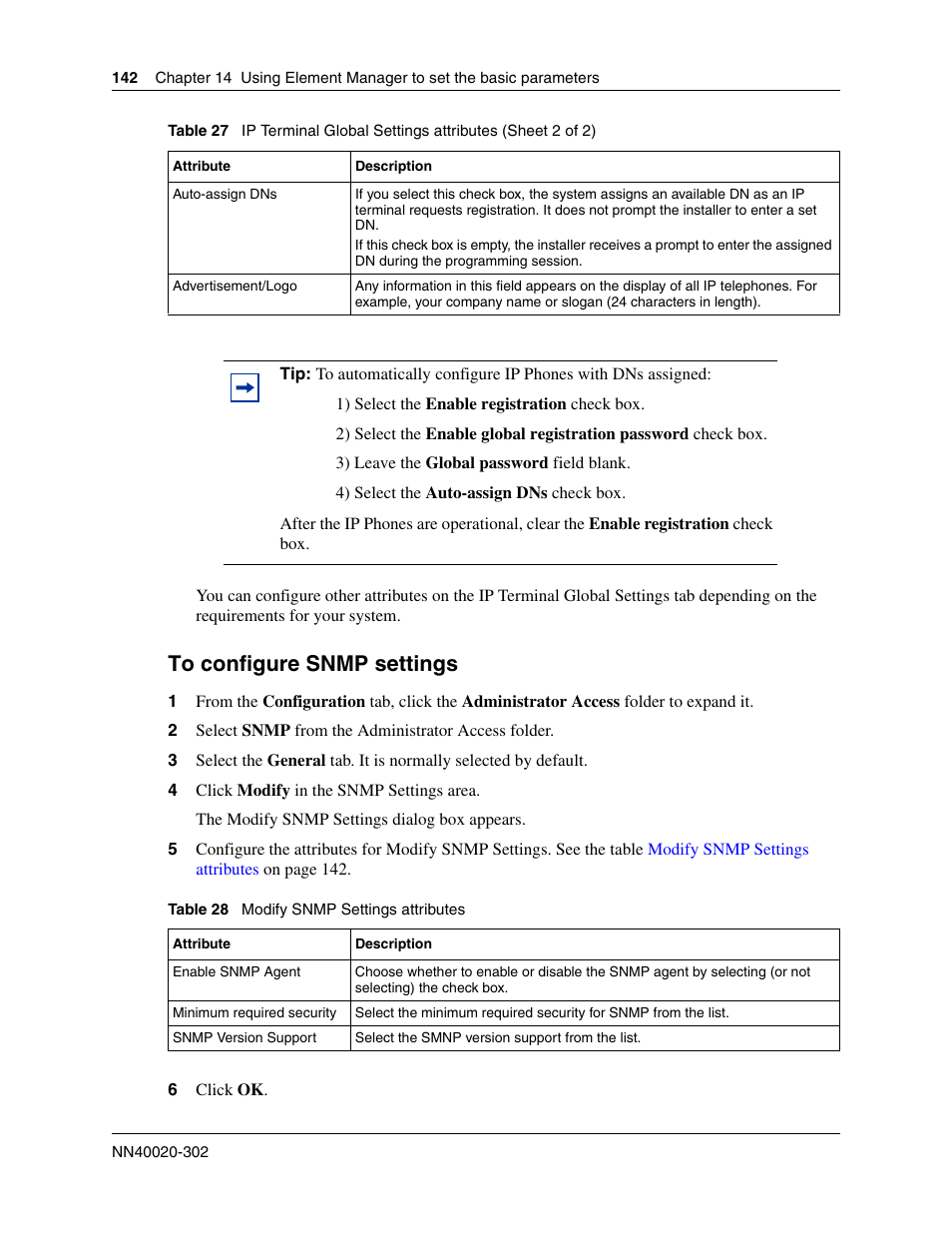 To configure snmp settings | Nortel Networks BCM50 User Manual | Page 142 / 280