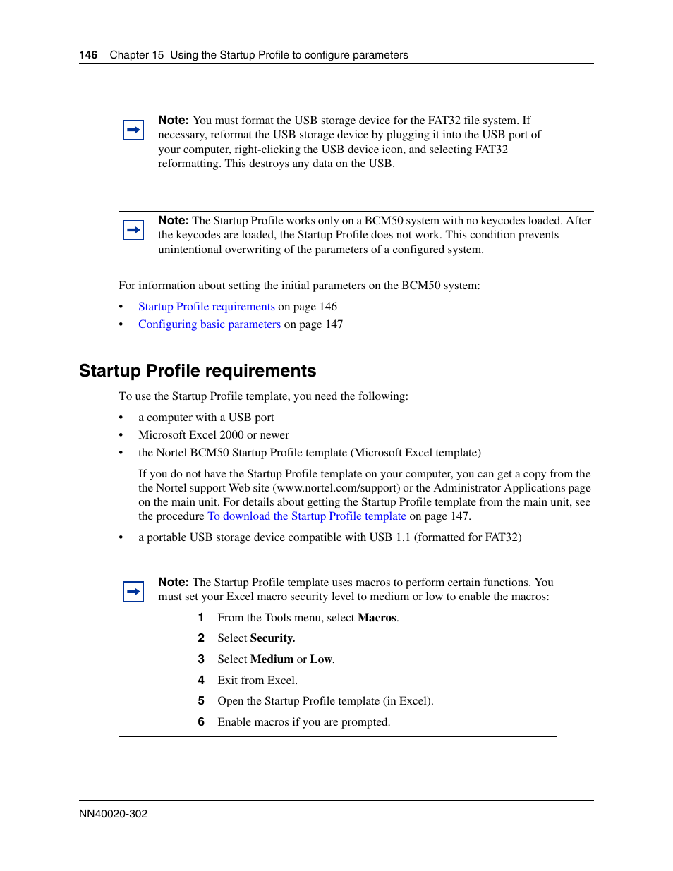 Startup profile requirements | Nortel Networks BCM50 User Manual | Page 146 / 280