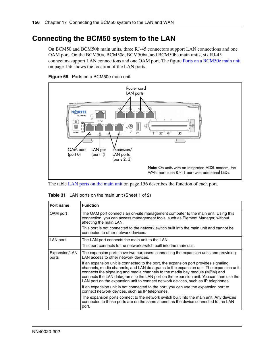 Connecting the bcm50 system to the lan | Nortel Networks BCM50 User Manual | Page 156 / 280