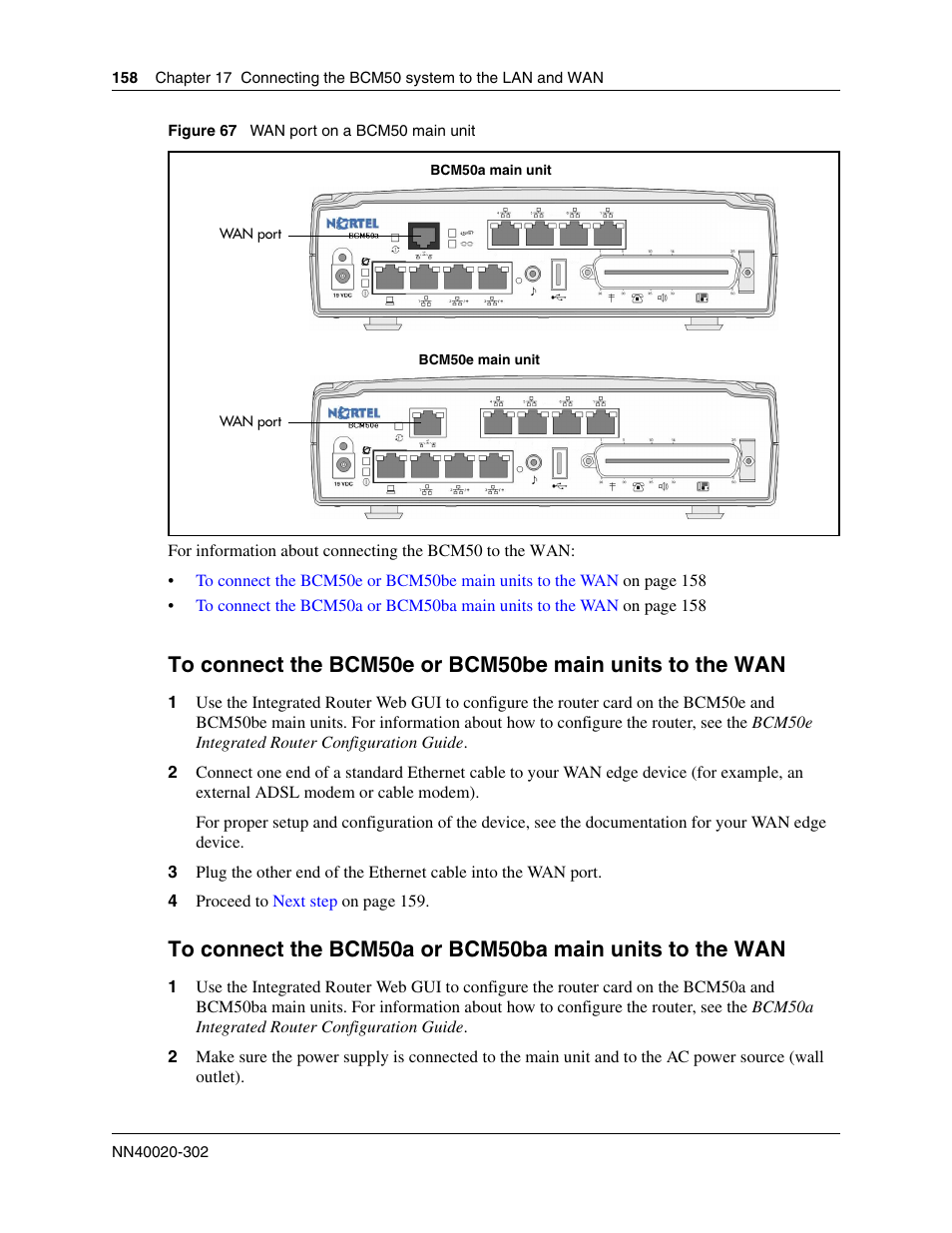 Is an rj-11 port. the figure, Wan port on a bcm50 main unit | Nortel Networks BCM50 User Manual | Page 158 / 280