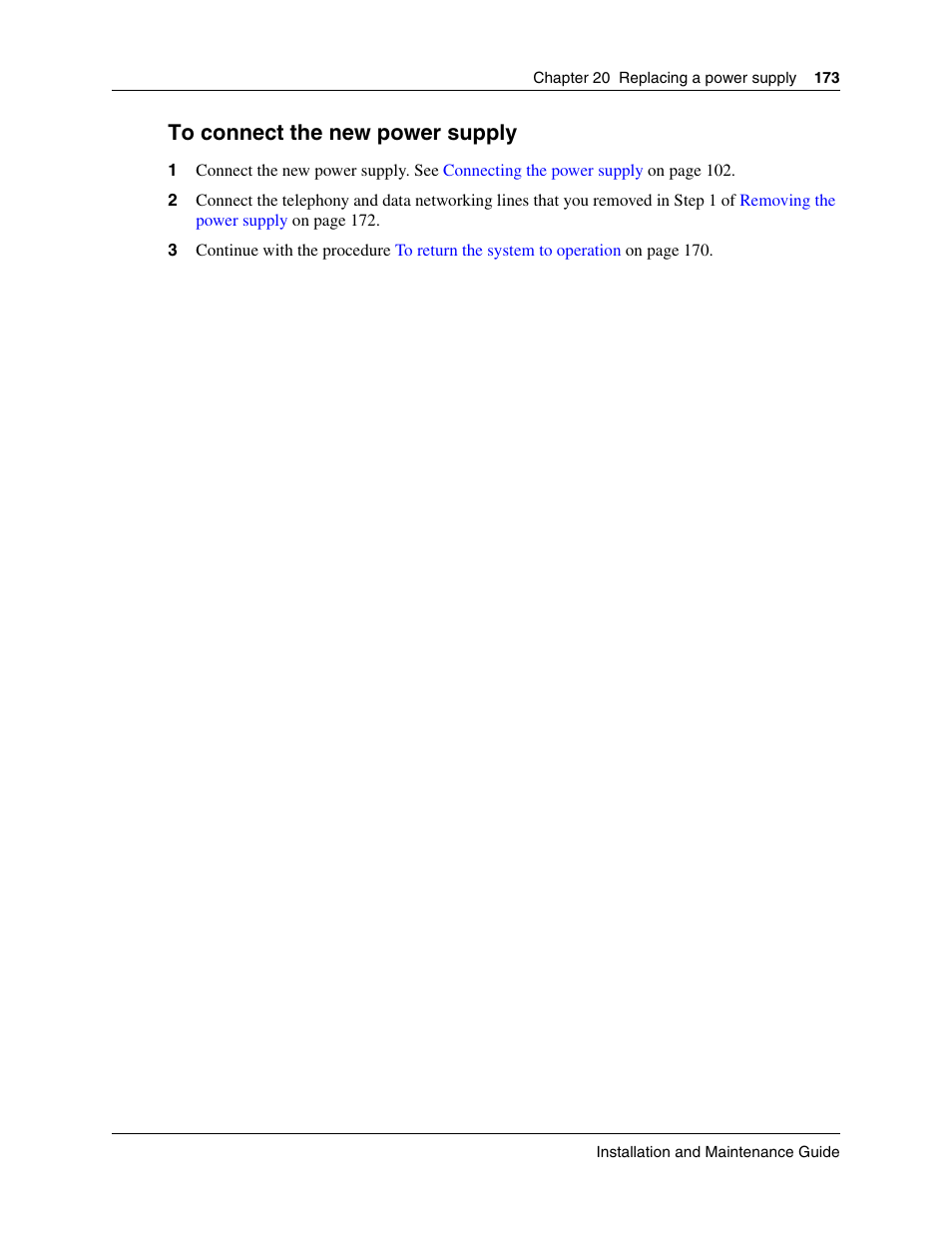 To connect the new power supply | Nortel Networks BCM50 User Manual | Page 173 / 280