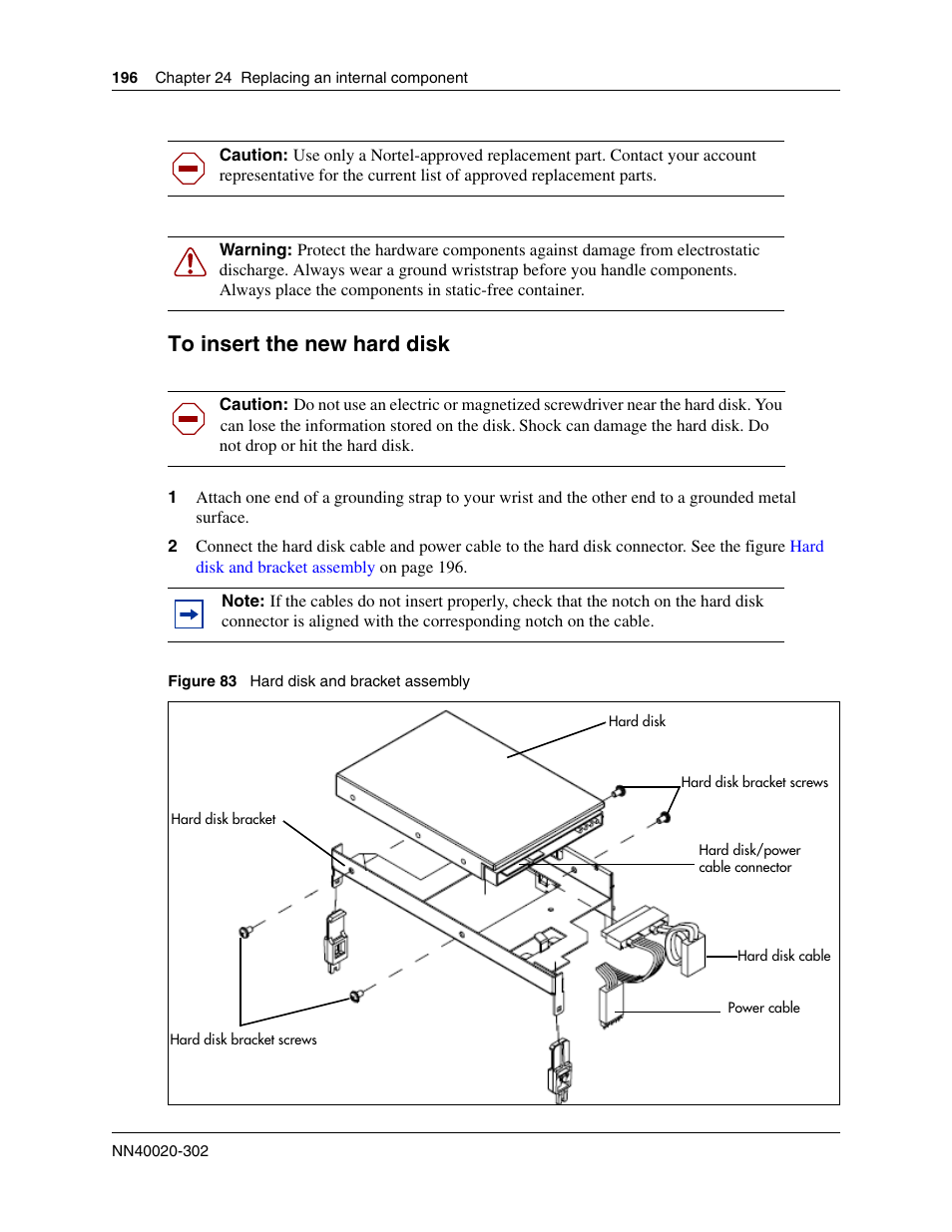 To insert the new hard disk | Nortel Networks BCM50 User Manual | Page 196 / 280