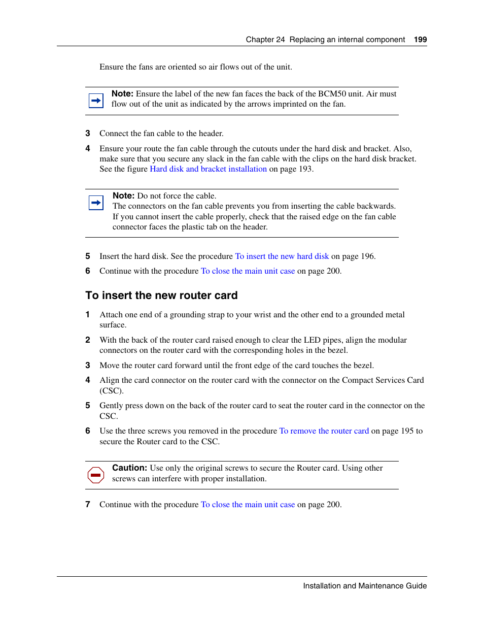 To insert the new router card | Nortel Networks BCM50 User Manual | Page 199 / 280