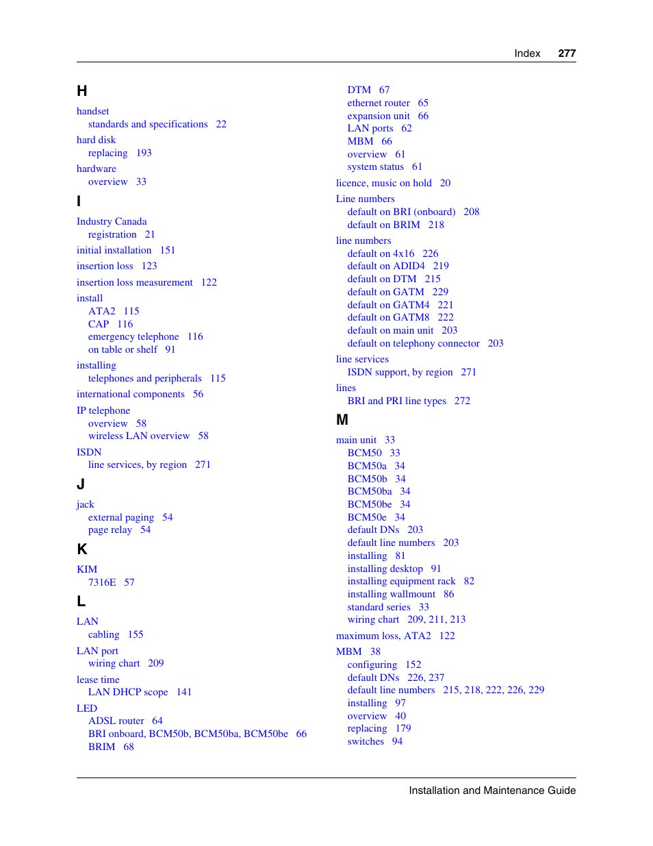 Nortel Networks BCM50 User Manual | Page 277 / 280