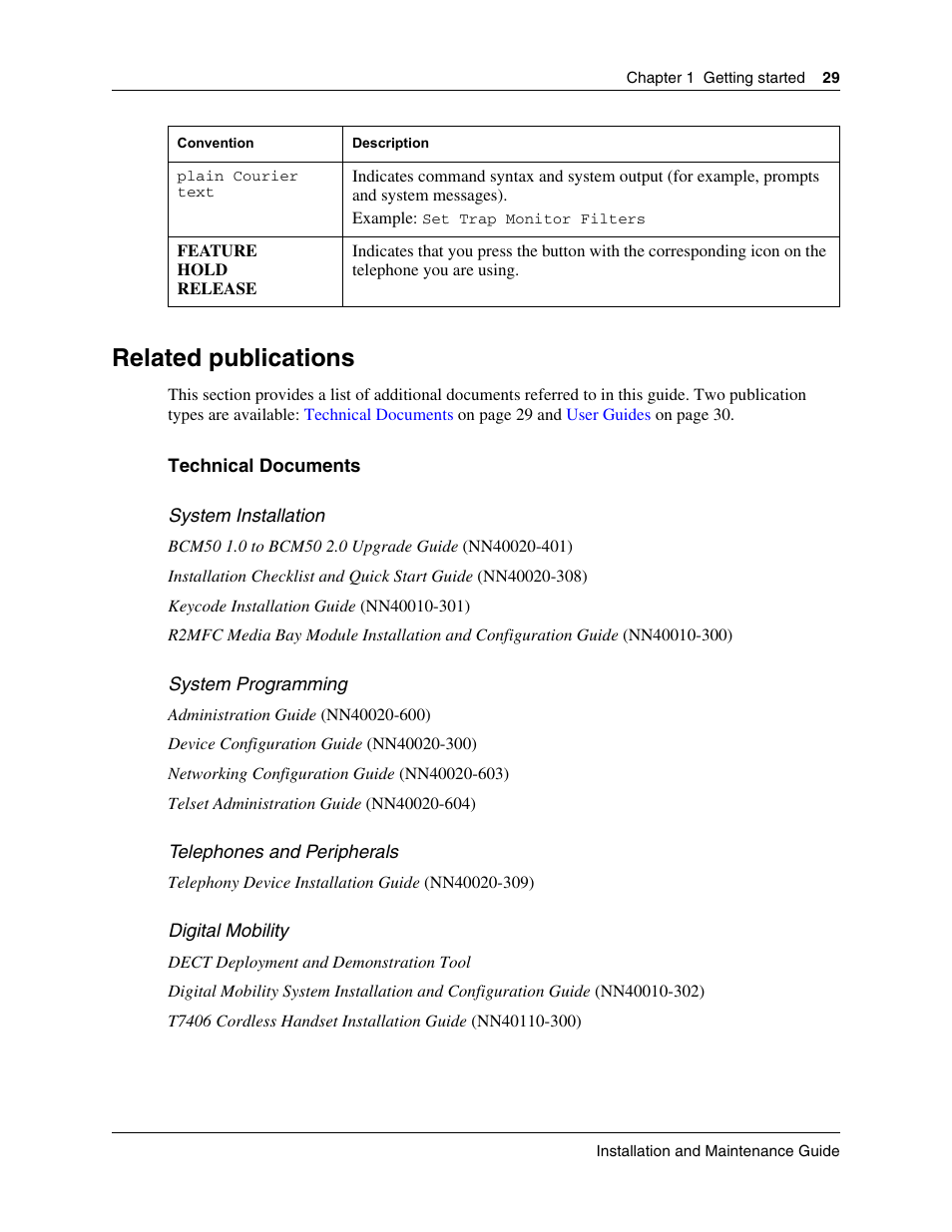 Related publications | Nortel Networks BCM50 User Manual | Page 29 / 280