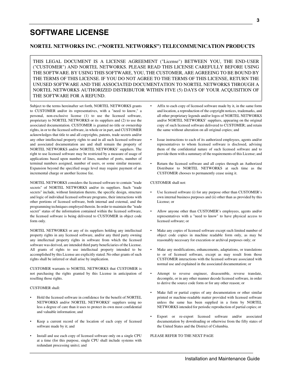 Software license | Nortel Networks BCM50 User Manual | Page 3 / 280