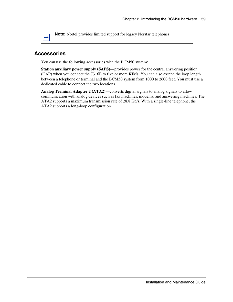 Accessories | Nortel Networks BCM50 User Manual | Page 59 / 280