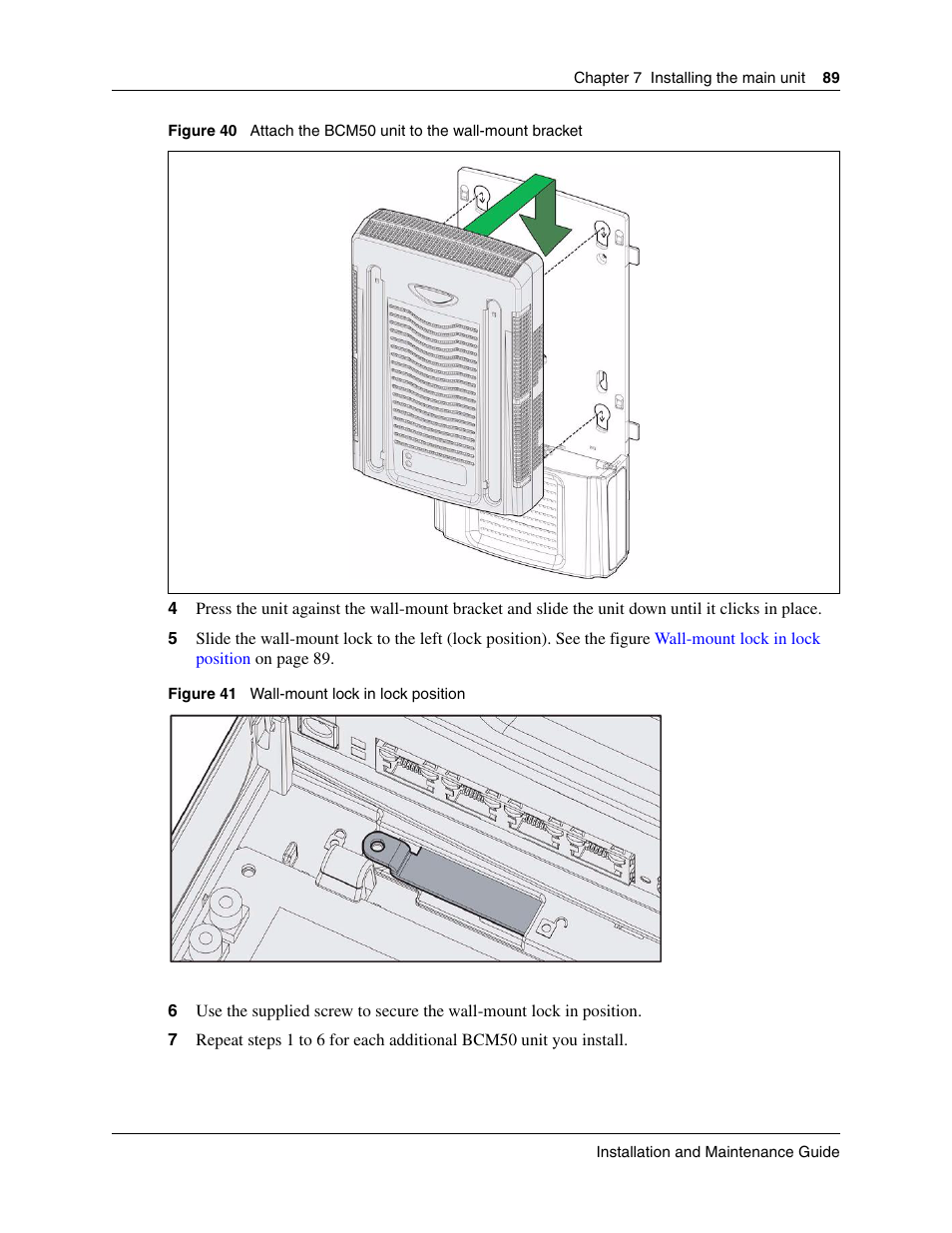Attach the bcm50 unit to the wall-mount bracket | Nortel Networks BCM50 User Manual | Page 89 / 280
