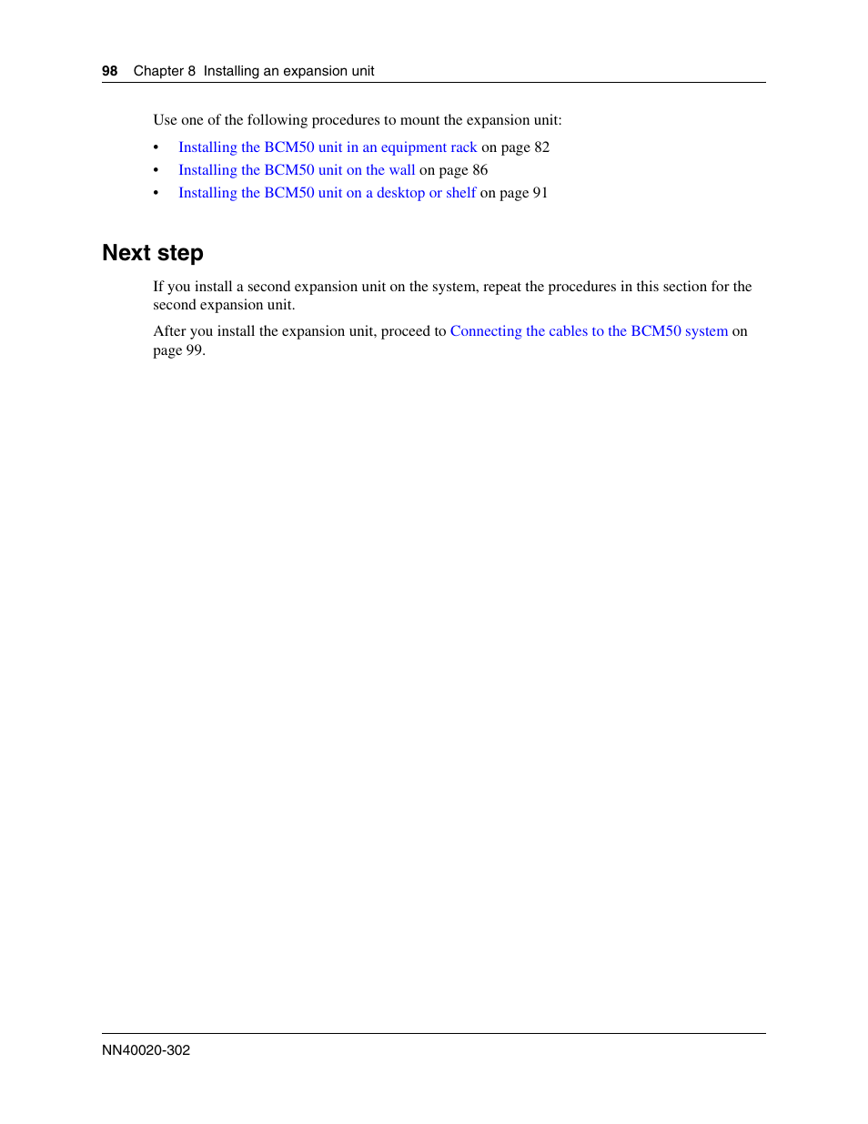 Next step | Nortel Networks BCM50 User Manual | Page 98 / 280