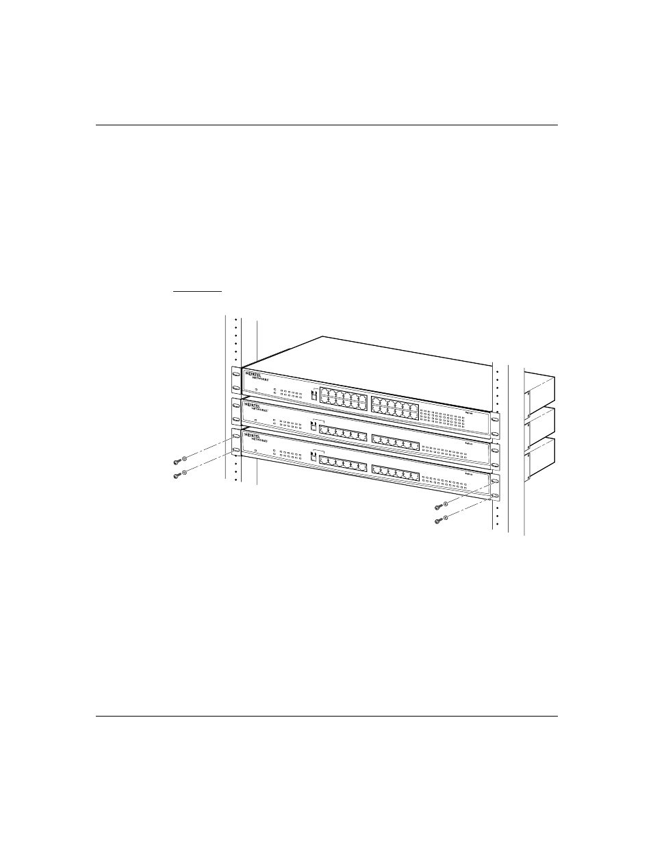 Installing the hub, Mounting the hub in a standard 19” equipment rack, Installing the hub -2 | Figure 3-1, Rack mounted hubs -2 | Nortel Networks 60-12T User Manual | Page 28 / 40