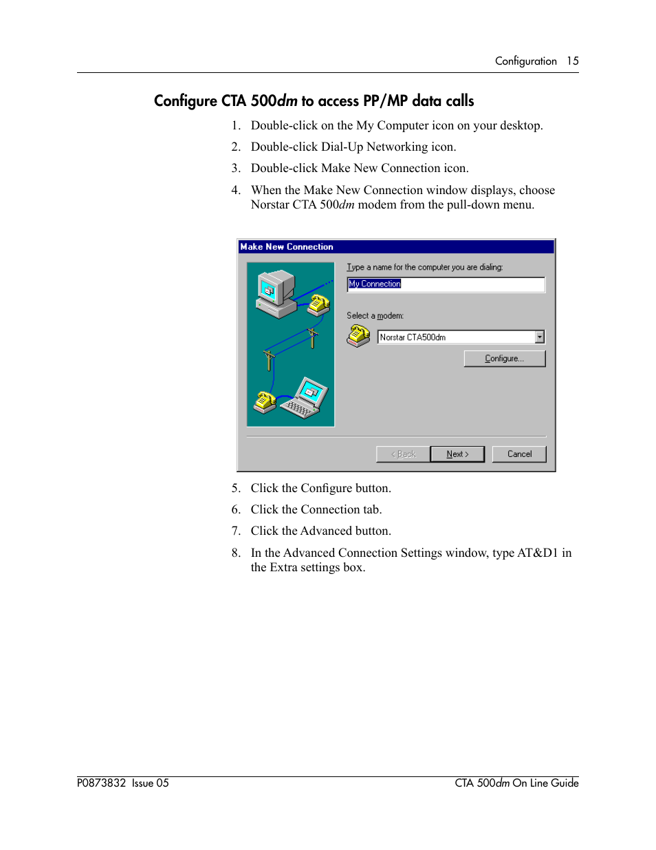 Configure cta 500dm to access pp/mp data calls | Nortel Networks CTA 500dm User Manual | Page 15 / 86