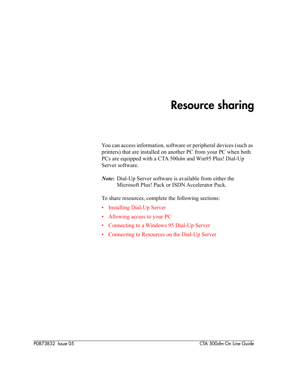 Resource sharing | Nortel Networks CTA 500dm User Manual | Page 23 / 86