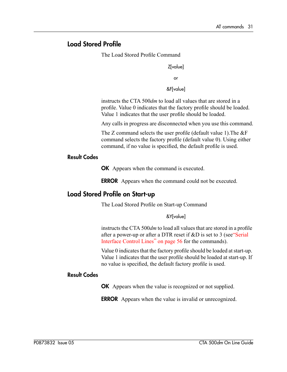 Load stored profile, Load stored profile on start-up | Nortel Networks CTA 500dm User Manual | Page 31 / 86