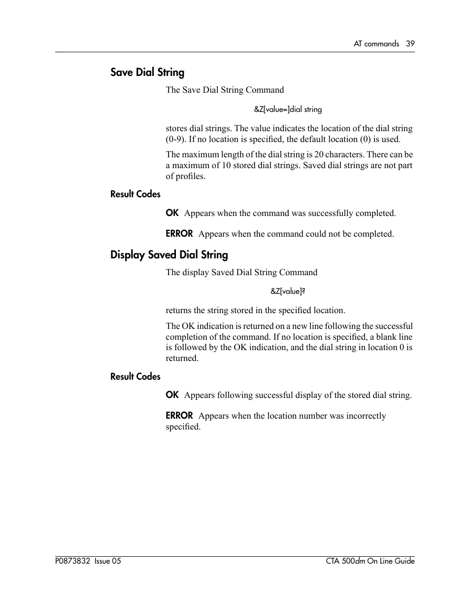 Save dial string, Display saved dial string | Nortel Networks CTA 500dm User Manual | Page 39 / 86