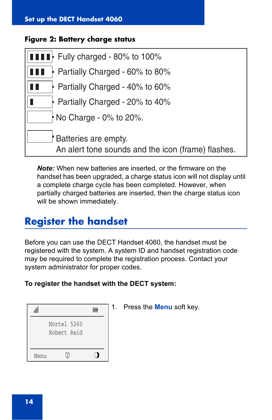 Register the handset | Nortel Networks 4060 User Manual | Page 14 / 174