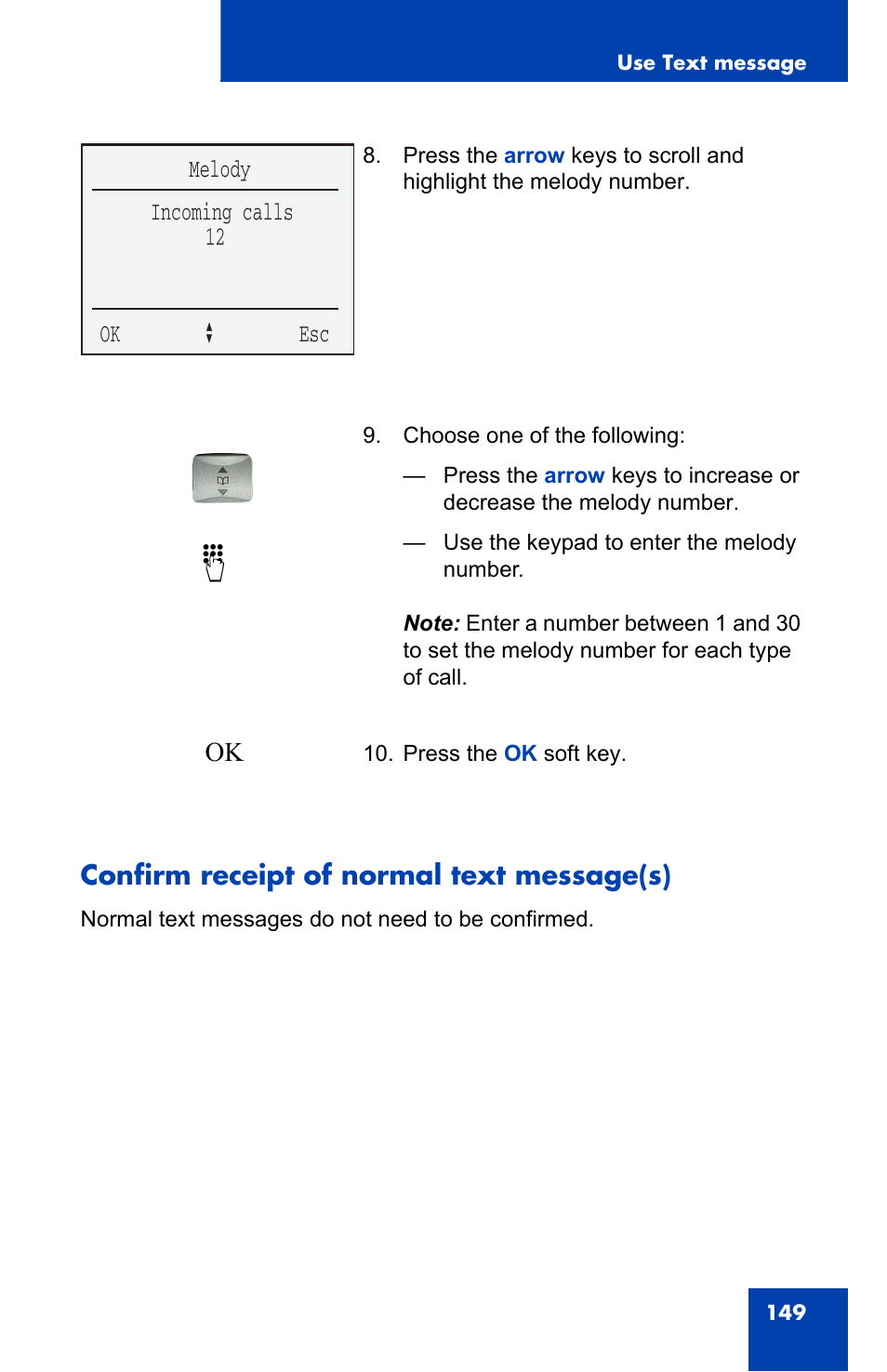 Confirm receipt of normal text message(s) | Nortel Networks 4060 User Manual | Page 149 / 174