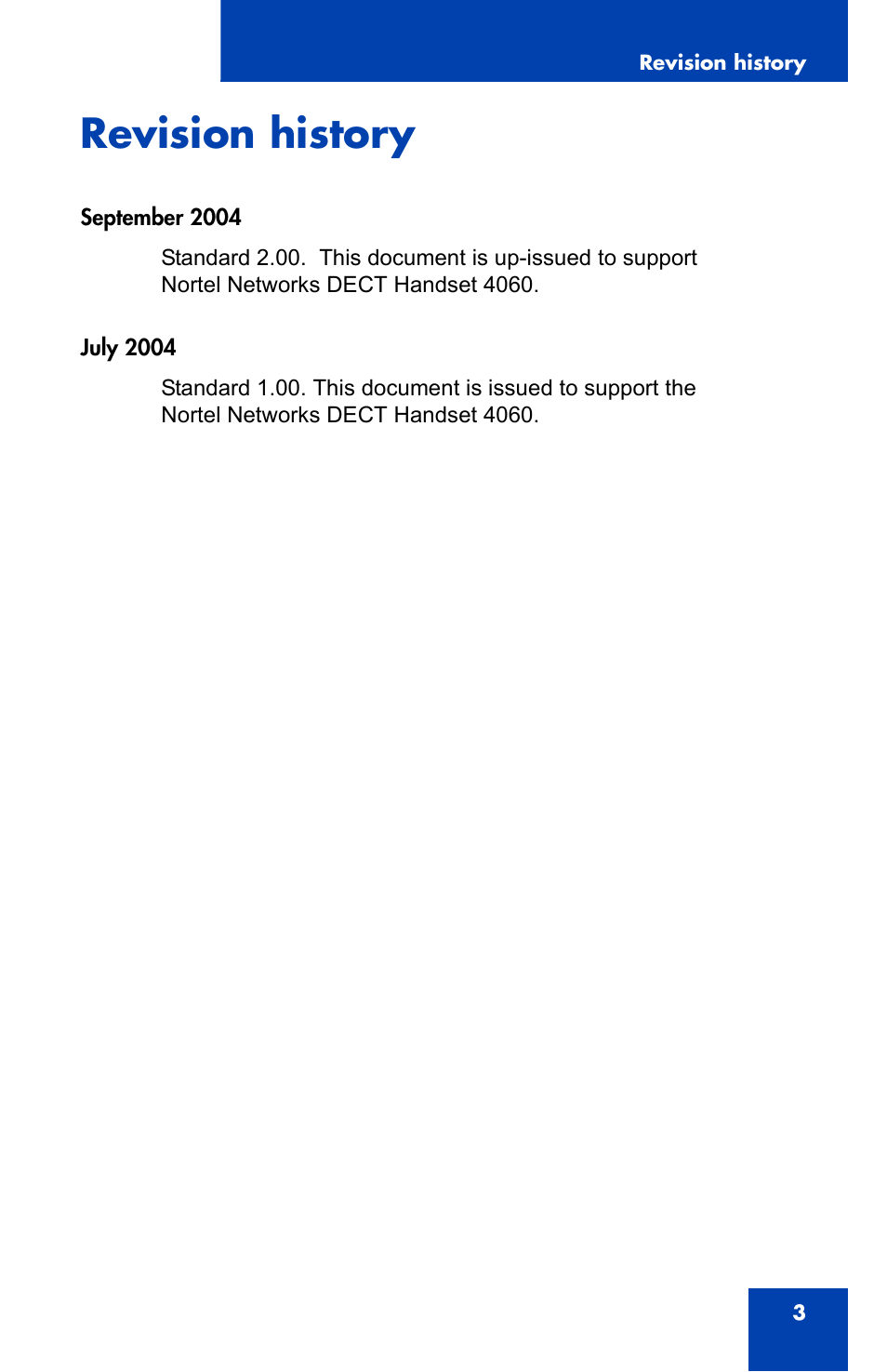 Revision history | Nortel Networks 4060 User Manual | Page 3 / 174