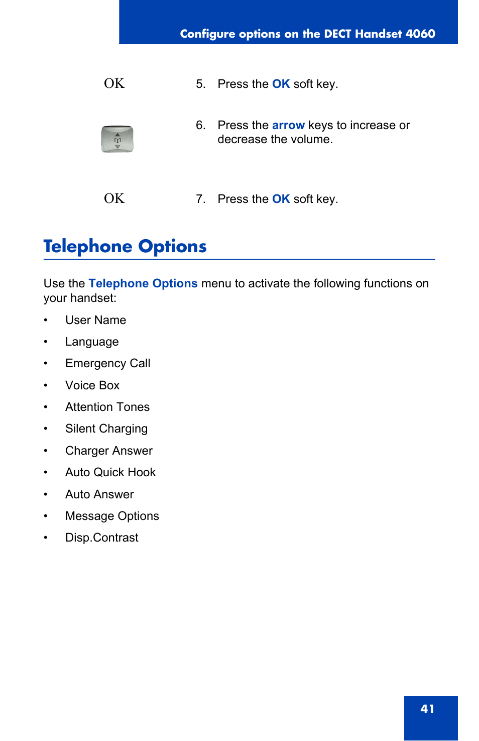 Telephone options | Nortel Networks 4060 User Manual | Page 41 / 174
