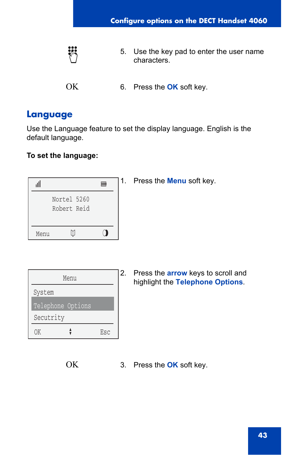 Language | Nortel Networks 4060 User Manual | Page 43 / 174