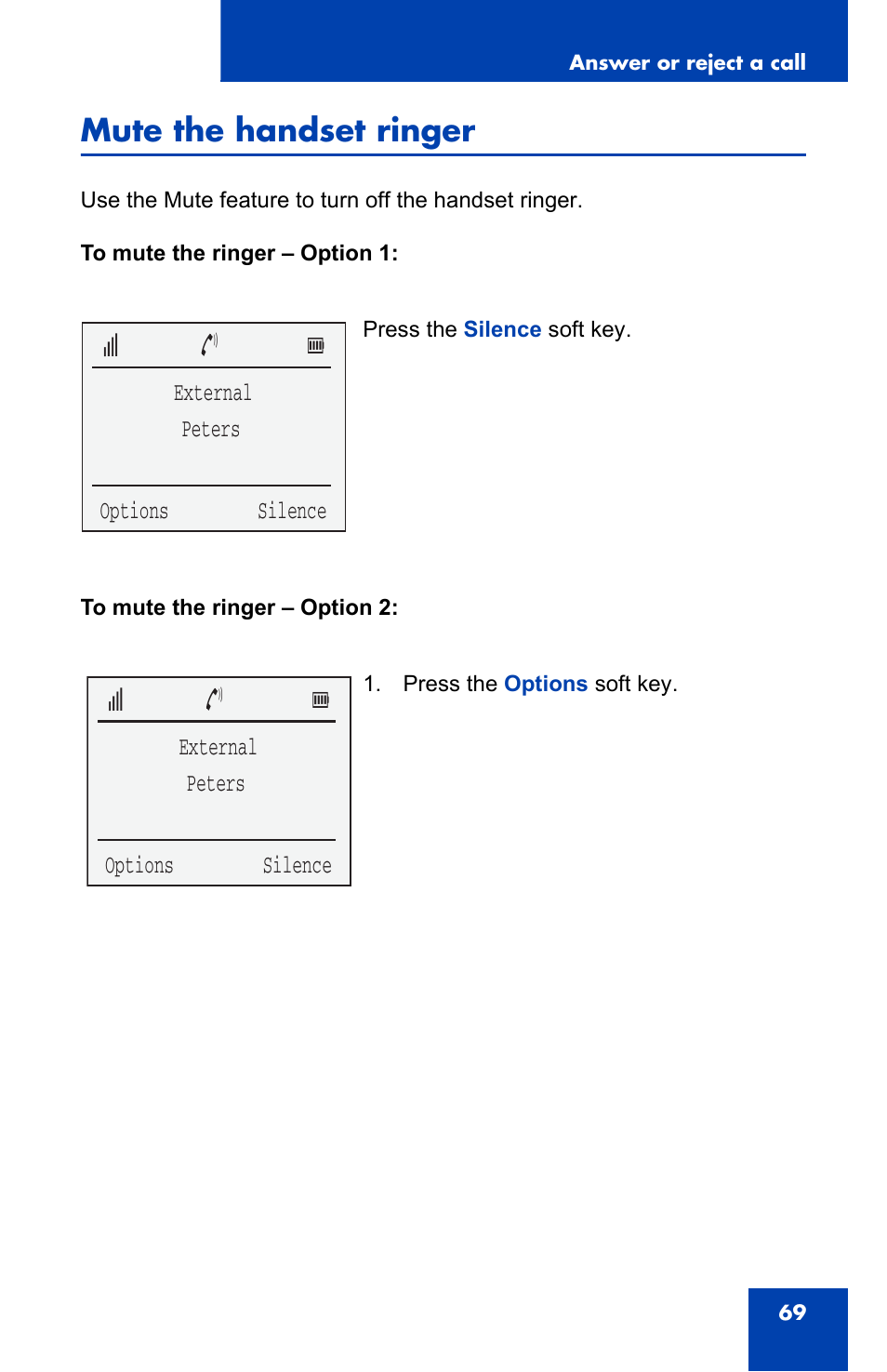 Mute the handset ringer | Nortel Networks 4060 User Manual | Page 69 / 174