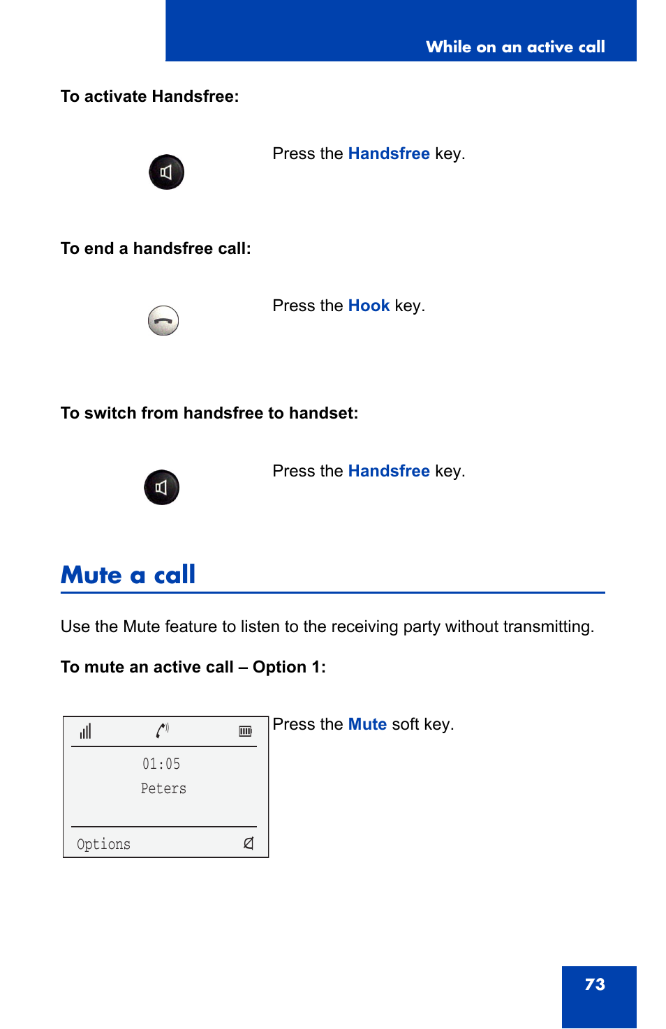 Mute a call | Nortel Networks 4060 User Manual | Page 73 / 174