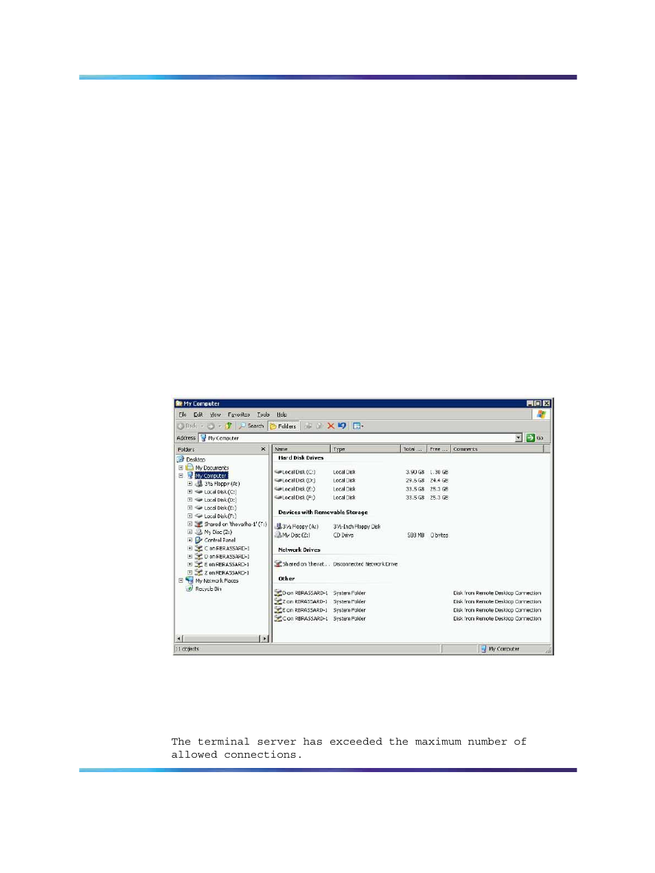 Terminal server maximum connections exceeded error | Nortel Networks CallPilot NN44200-700 User Manual | Page 126 / 150