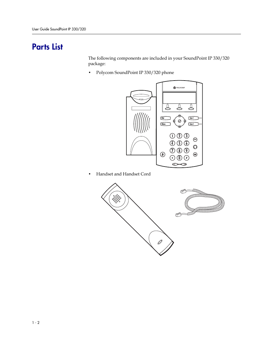 Parts list, Parts, List | Parts list –2 | Nortel Networks 330 User Manual | Page 10 / 86