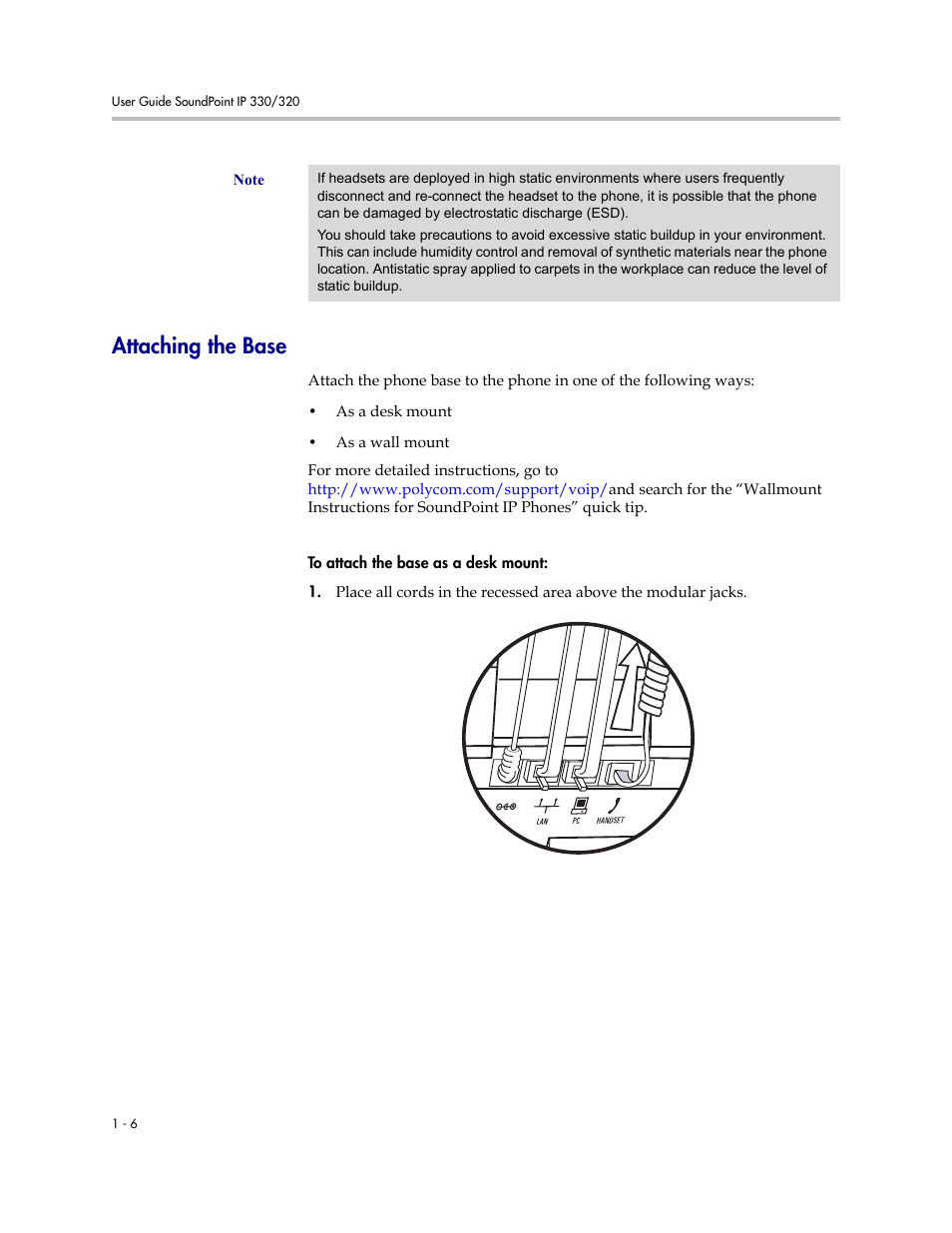 Attaching the base, Attaching the base –5 | Nortel Networks 330 User Manual | Page 14 / 86