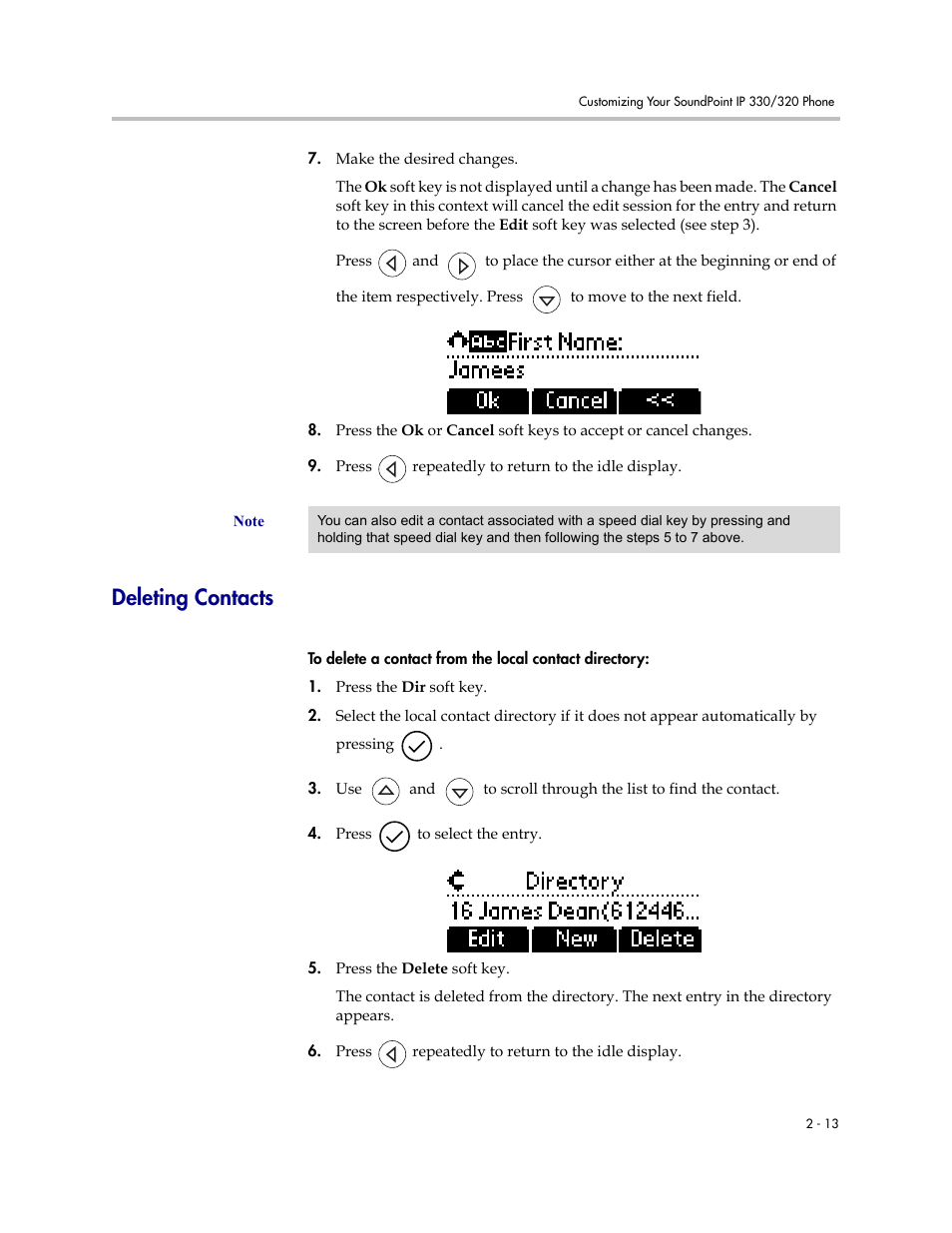 Deleting contacts, Deleting contacts –13 | Nortel Networks 330 User Manual | Page 35 / 86